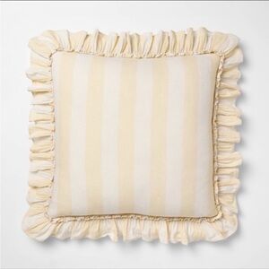 Studio McGee Cream and White Striped Ruffle Accent Pillow